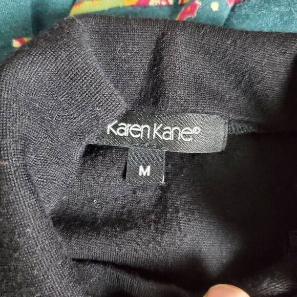 Karen Kane Black Mock Neck Sweater Dress Size M Long Sleeve USA Made - Picture 6 of 7